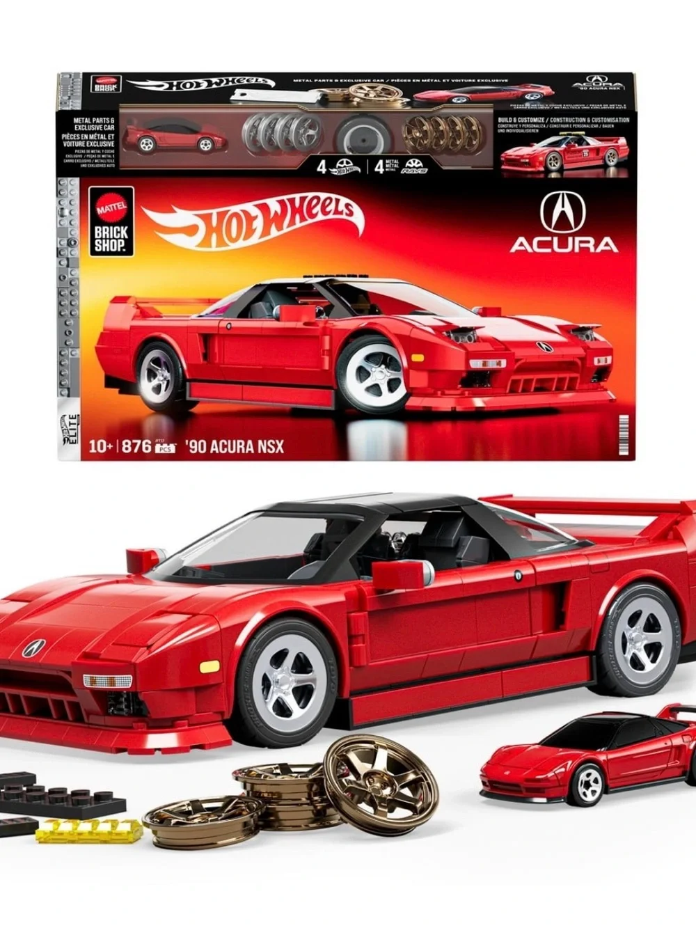 Mattel Hot Wheels '90 Acura NSX Brick Car Kit - Red with Black Accents